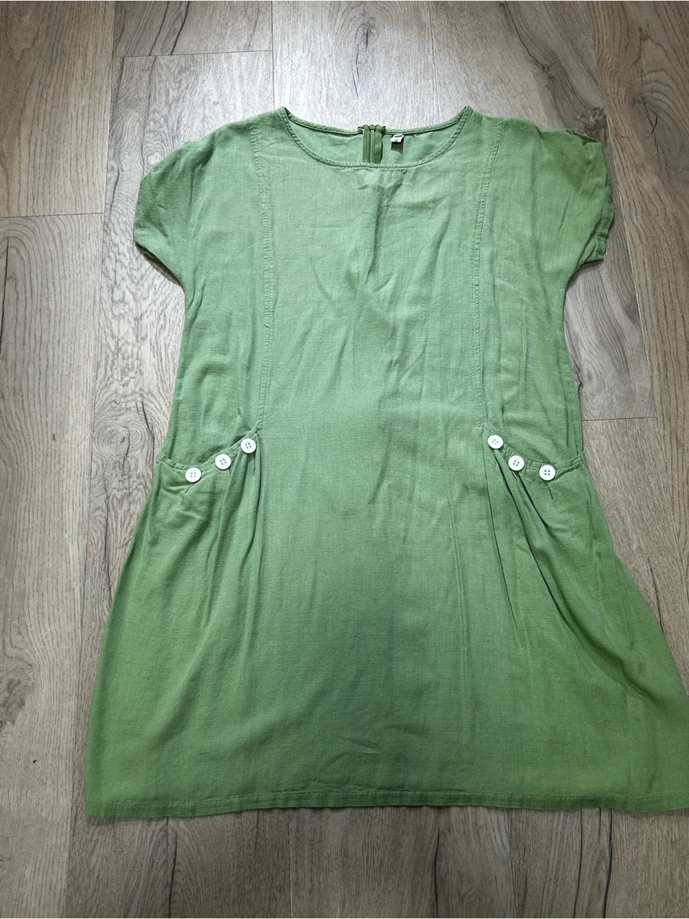 Linen Light Green Short Sleeve Casual Dress